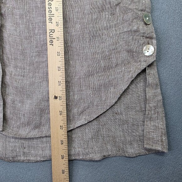 J Jill Love Linen Shirt Womens Medium Brown Sleeveless Button Front Tunic Top - Picture 8 of 10